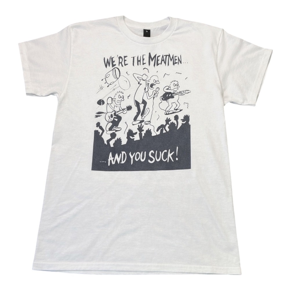 The Meatmen And You Suck White Graphic Band T-Shirt Mens Hardcore Punk Tee